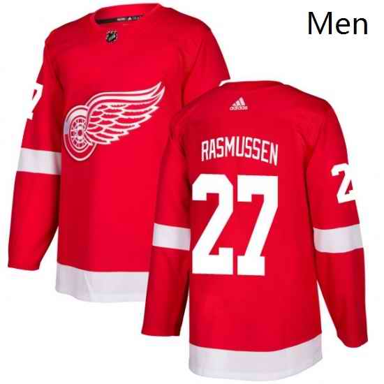 Mens Adidas Detroit Red Wings 27 Michael Rasmussen Authentic Red Home NHL Jersey